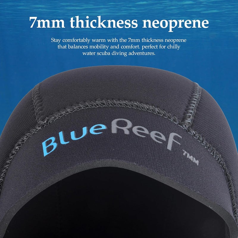 Blue Reef غطاء رأس بدلة غوص حرارية نيونبرين بسمك 7 مم للرجال والنساء - Image 4